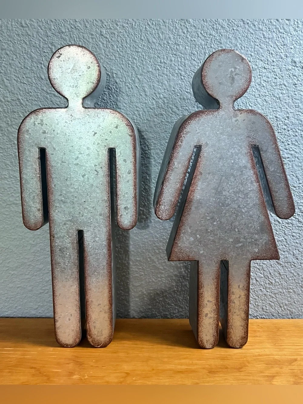 Galvanized Marquee His and Hers Symbols Restaurant Restroom Metal Signs 14”